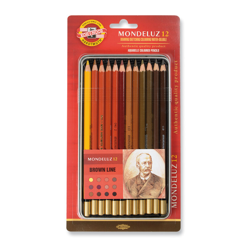 Ast. di metallo 12 pastelli MONDELUZ BROWN LINE