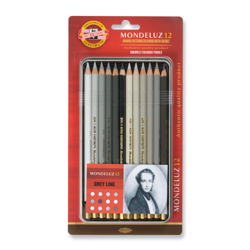 Ast. di metallo 12 pastelli MONDELUZ GREY LINE