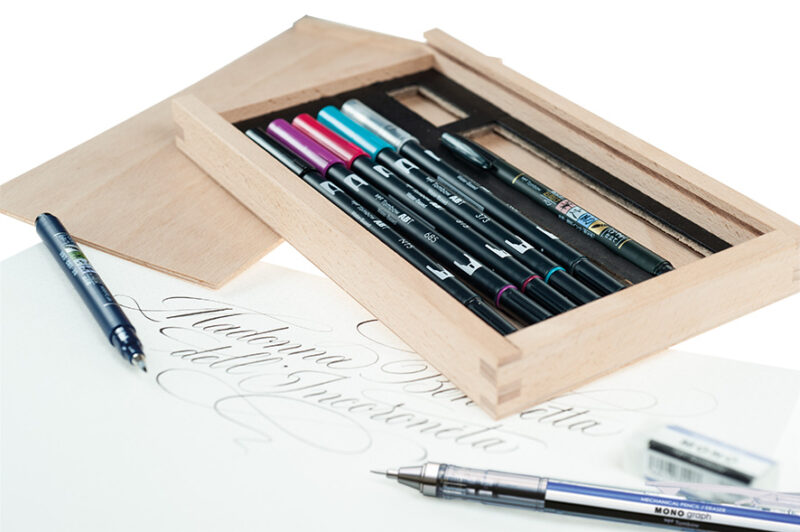 Set calligrafia ADVANCED pz. 10 in scatola di legno