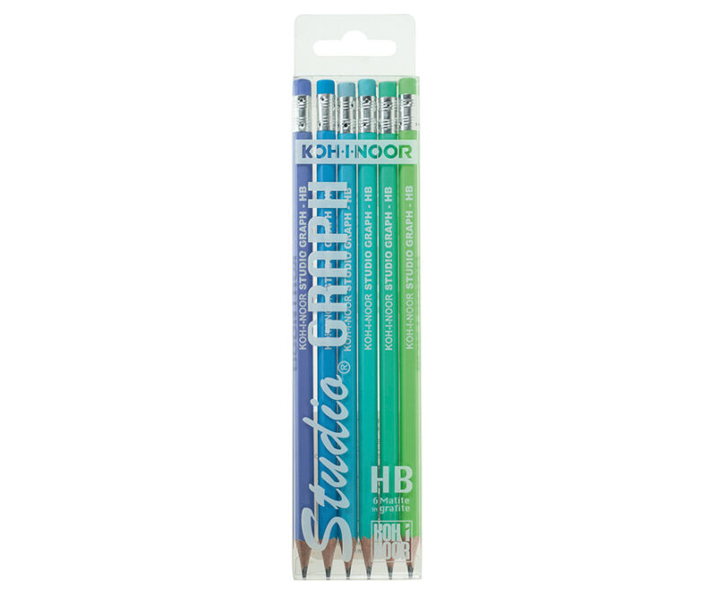 Ast. 6 matite grafite Studio Graph HB con gommino