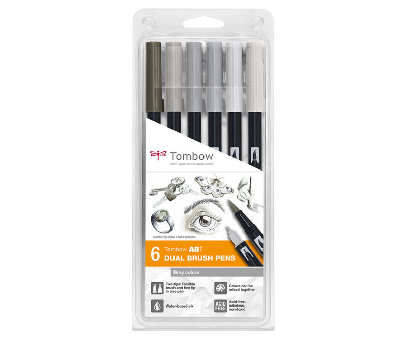 Set 6 pz. DUAL BRUSH - colori GRIGI