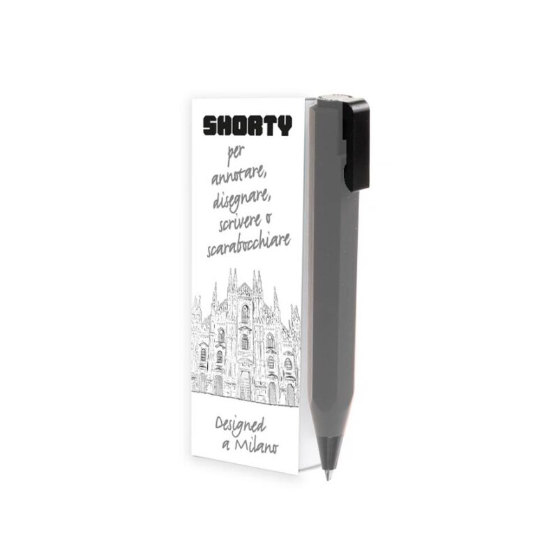 Penna a sfera SHORTY - fusto nero e clip nera - inch. nero